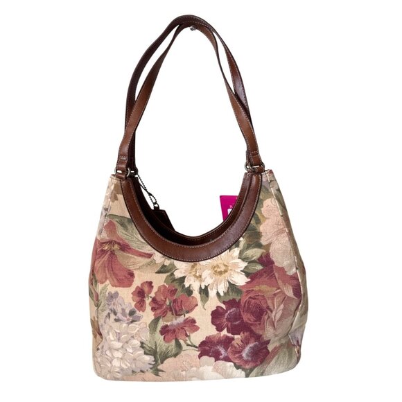 Relic By Fossil Floral Tapestry Shoulder Hobo Bag With Faux Leather Trim - Picture 4 of 11